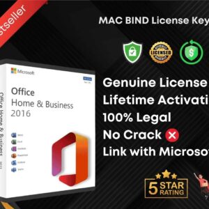 (16HB mac)Microsoft Office 2016 Home and Business for Mac OS | BIND Key: Link with your Microsoft Account Permanently | Genuine & Lifetime License Activation